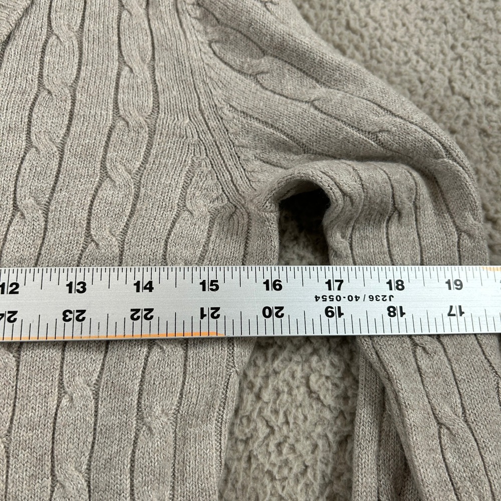 LOFT Ann Taylor Cable Knit V Neck Sweater Tan Long Sleeve Women's Size S - Picture 6 of 9